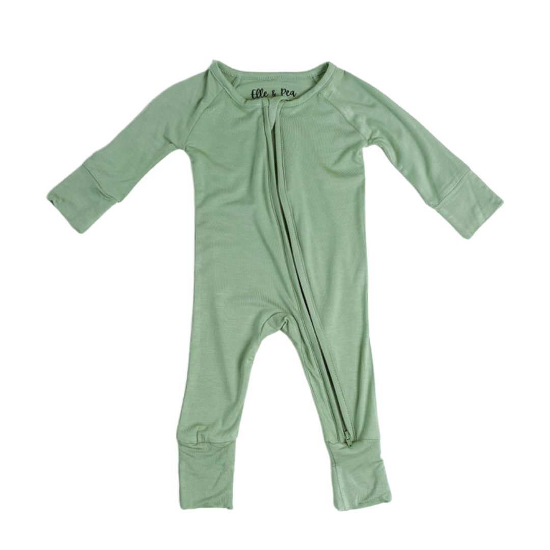 Bamboo Double Zipper Romper Olive Green