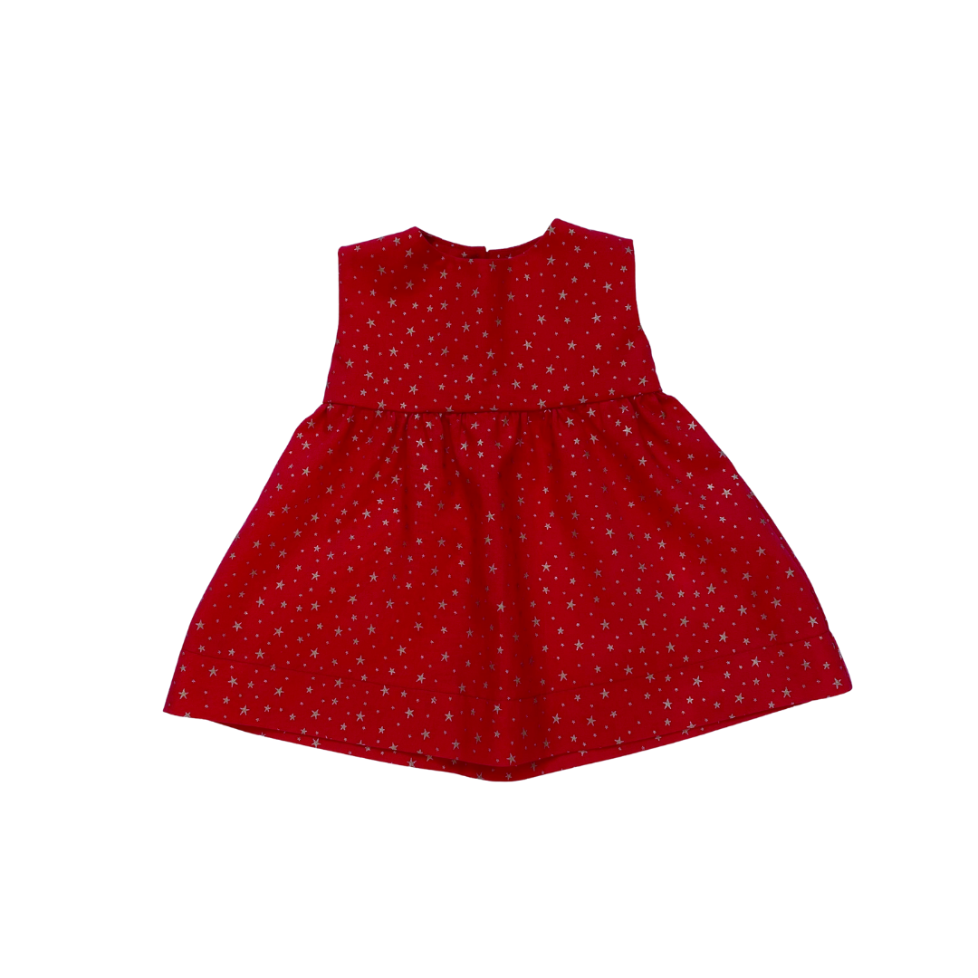 Button Smock Red Star Dress