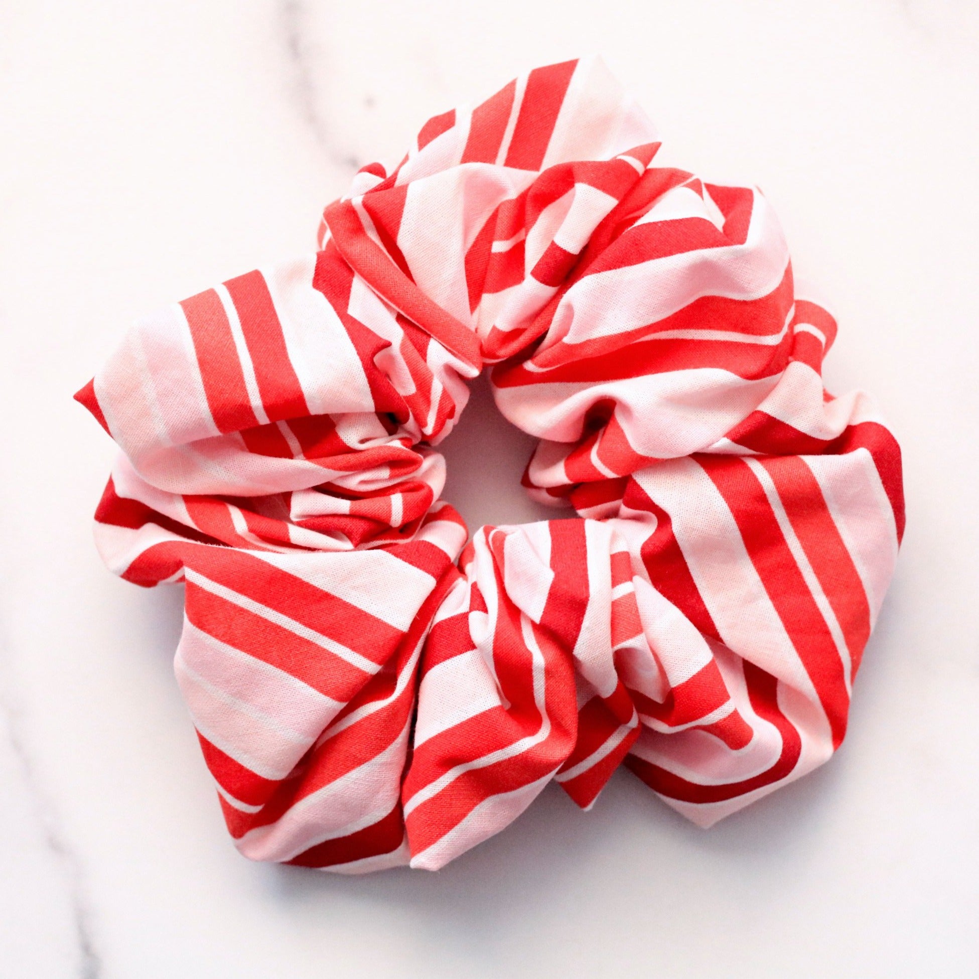 Pink and Red Stripes Large Scrunchie