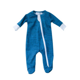 Footed Romper - Blue Heather